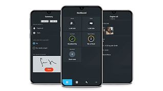 Interfaccia smartphone Webfleet per gli avvisi, dal rilevamento degli incidenti ai segni di malfunzionamento del motore